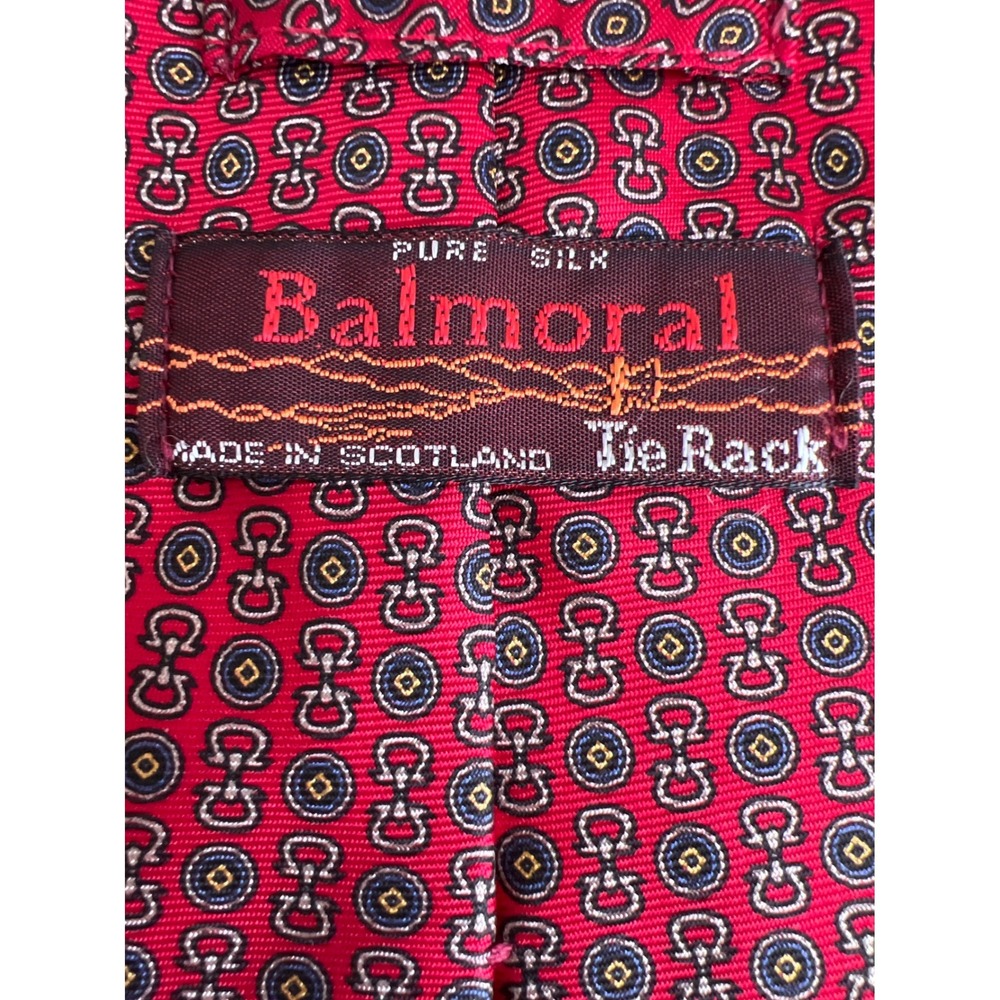 Vintage Scottish Balmoral Pure‎ Silk Necktie Geometric Pattern